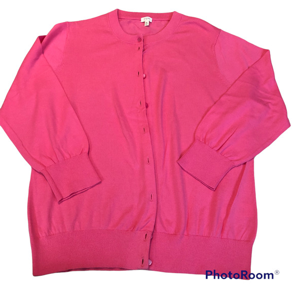 J. Crew Sweaters - J. Crew Pink Cotton Button Down Cardigan Women’s Size XL
